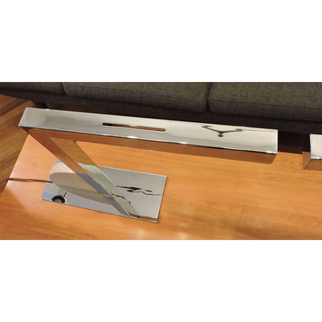 Metal George Kovacs Mid-Century Modern Minimalist Chrome and Travertine Desk or Table Lamps - a Pair For Sale - Image 7 of 11