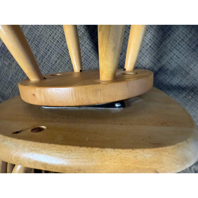 Pair of Vintage Spindle Back Windsor Swivel Barstools For Sale - Image 9 of 17