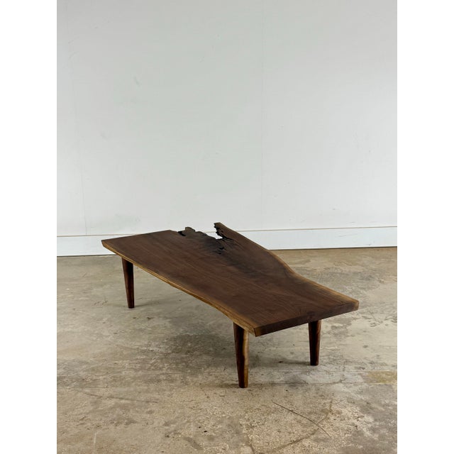 Contemporary Handcrafted Live-Edge Walnut Coffee Table With Natural Insect Detailing For Sale - Image 3 of 5