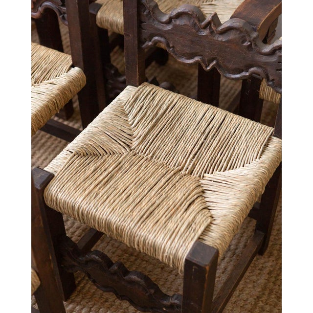 1960s Mexican Brutalist Wood and Rush Ladderback Dining Chairs - Set of 6 For Sale - Image 18 of 18