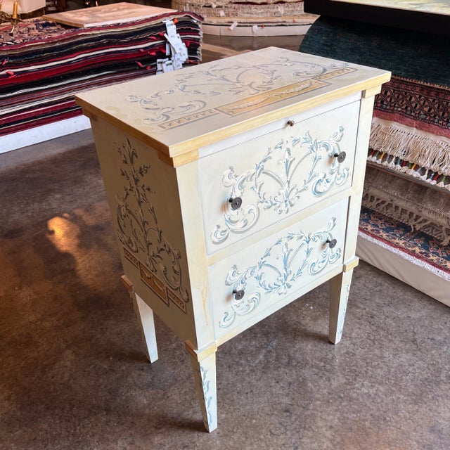 1990s Italian Hand Painted Chest of Drawers with Hidden Tray on the Top For Sale - Image 13 of 13