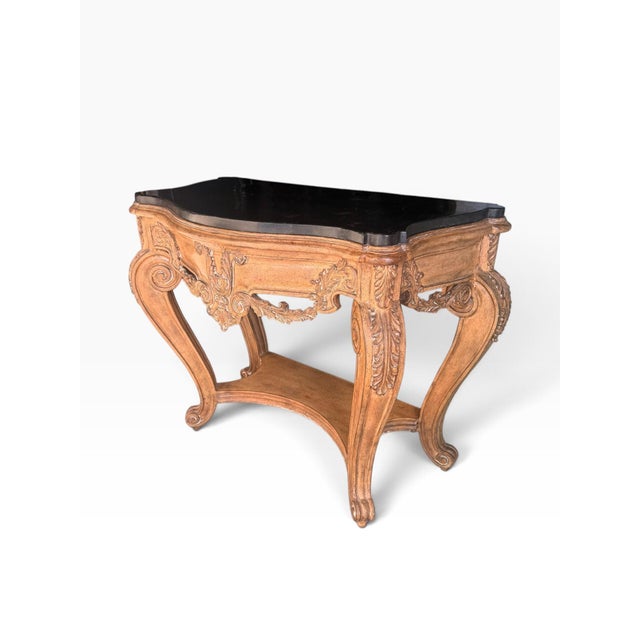 Vintage French Provincial Rococo Style Console Table With Tessellated Stone Top For Sale - Image 4 of 13