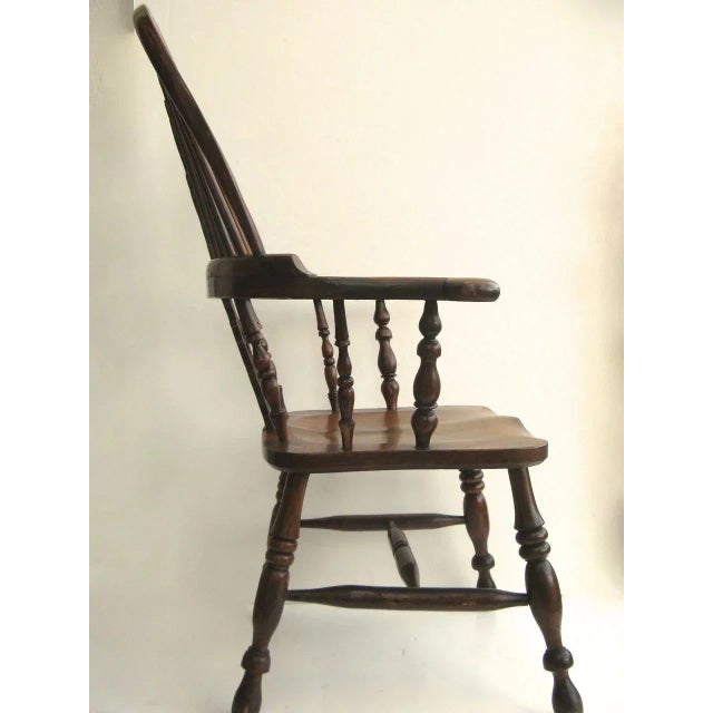 English Yew Wood Windsor Chair For Sale - Image 4 of 7