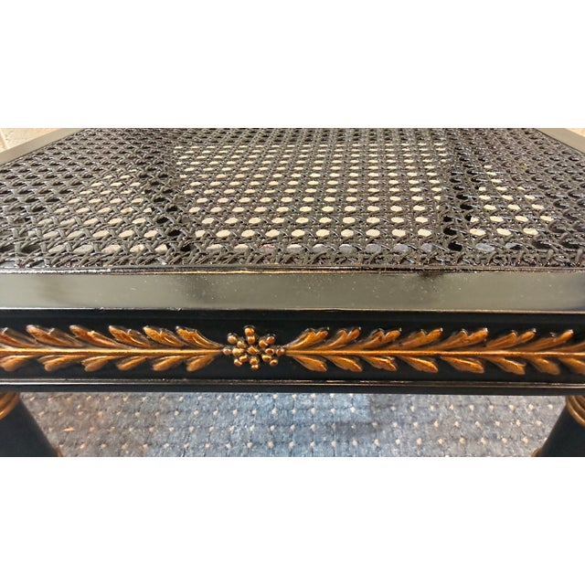 Black Late 20th Century Neoclassical Regency Style Ebonized & Gilt Cane Seat Dining Chairs, Set of 4 (1 Arm, 3 Side) For Sale - Image 8 of 12