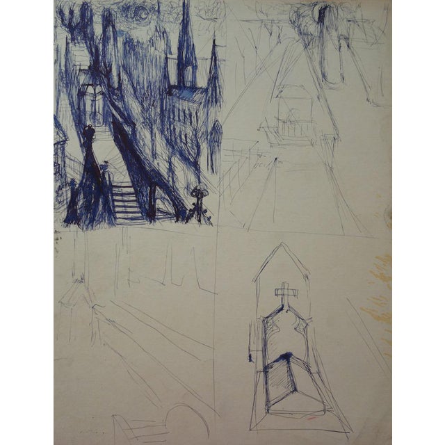 Edouard Goerg, Perspectives of a Cathedral, Ink on Paper For Sale