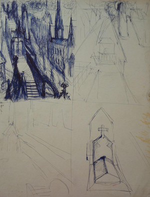 Edouard Goerg, Perspectives of a Cathedral, Ink on Paper