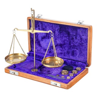 20th Century Portable Scale with Weights For Sale