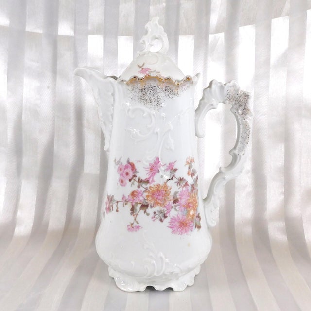 Traditional 1940s Brunswick Furstenberg Floral Chocolate Pot For Sale - Image 3 of 7