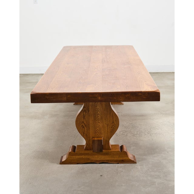 Country French Oak Farmhouse Trestle Dining Table 7.8 Ft For Sale - Image 16 of 18