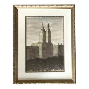 Xavier J. Barile Watercolor of Central Park From Hotel Pierre 1944