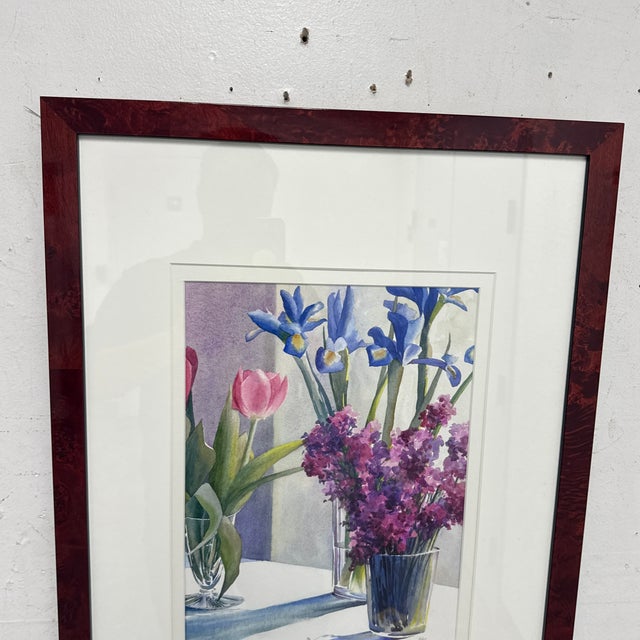 Ruth Beeve Jan's Flowers Framed Watercolor, Circa 1996 For Sale - Image 4 of 12