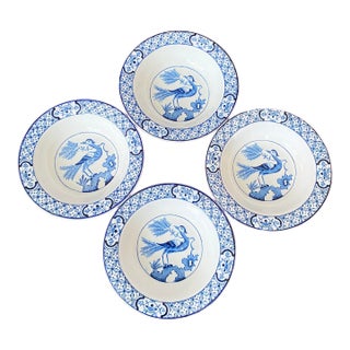 Antique Blue and White Berry/Fruit Bowls by Wood & Sons Made in England "Yuan" Pattern Set of 4 For Sale