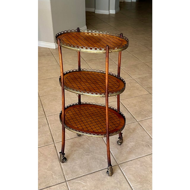 French Antique Three-Tier Parquetry Etagere For Sale - Image 10 of 12