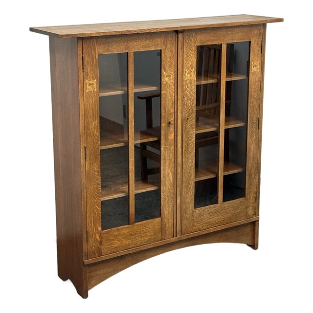 Stickley Furniture Harvey Ellis Design Bookcase With Inlay For Sale