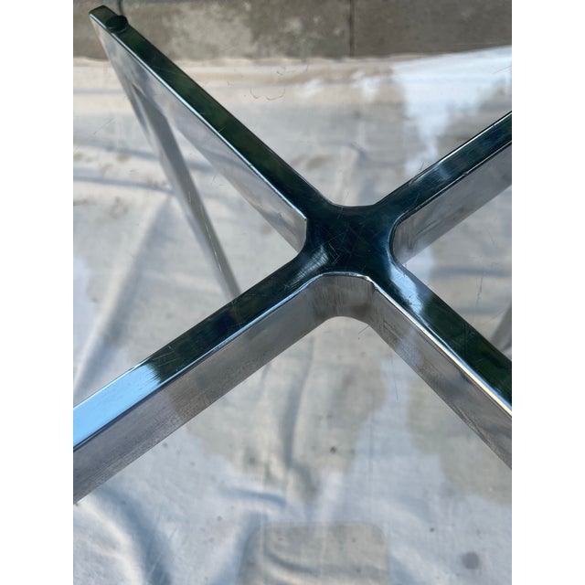 Mid 20th Century Barcelona Style Chrome X-Base Glass Top Side Table, Mid-Century Modern For Sale In Seattle - Image 6 of 10