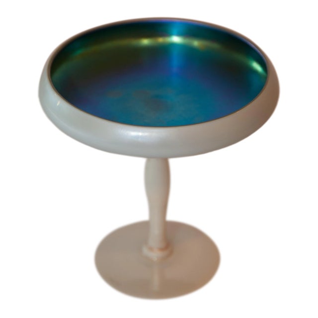 1930s Steuben Blue Aurene Calcite Compote For Sale