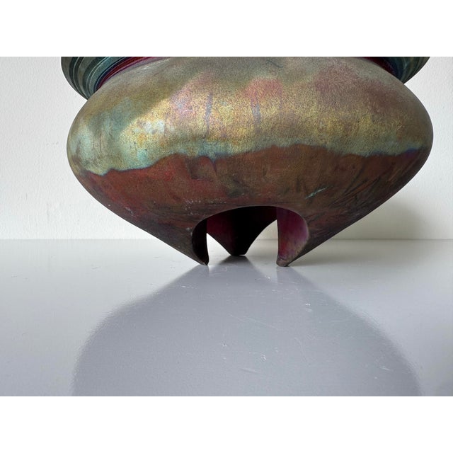 Ceramic 1980’s Vintage Art Raku Studio Pottery Vase / Vessel – Unsigned For Sale - Image 7 of 12