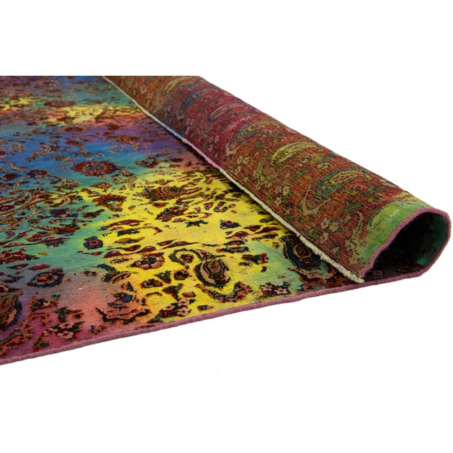 Persian Multicolor Antique Overdyed Wool Rug With Allover Pattern For Sale - Image 3 of 10