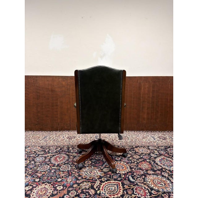 English Green Chesterfield Desk Chair For Sale - Image 4 of 8
