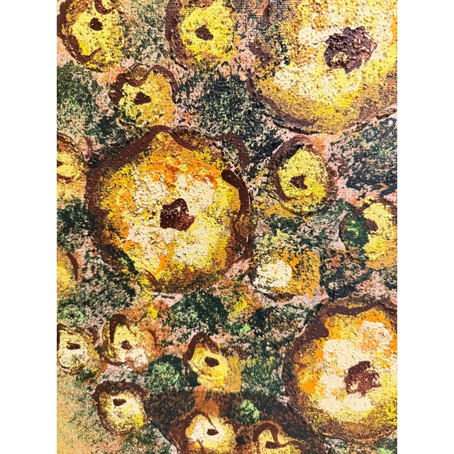 Monumental Mid-Century Impasto Floral Painting in Original Solid Carved Wood Hollywood Regency Frame For Sale - Image 4 of 12