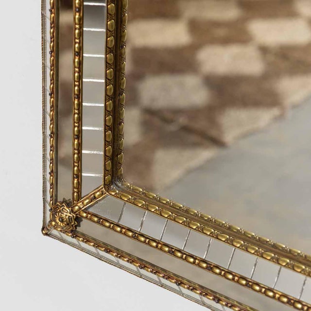 Glass 1960s French Brass Beaded Mirror For Sale - Image 7 of 14