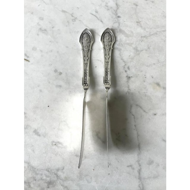 Metal Late 19th Century Rare Antique Sterling Silver Butter Knives - 1875 Stamped/Etched For Sale - Image 7 of 9