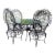 Salterini Patio Set Wrought Iron Table Peacock 4 Chairs Mid 20th C. For Sale