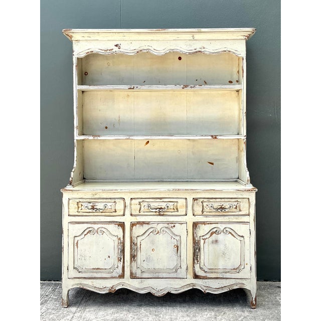 Shabby Chic Vintage Habersham Plantation Patinated Hutch For Sale - Image 3 of 12