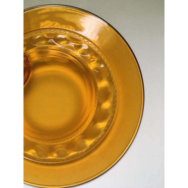 Glass Mid 20th Century Amber “Crown” Glass Plate For Sale - Image 7 of 9