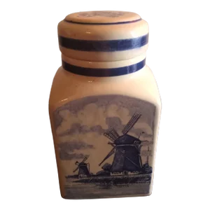 1970s Hand Painted Delft Holland Canister Jar