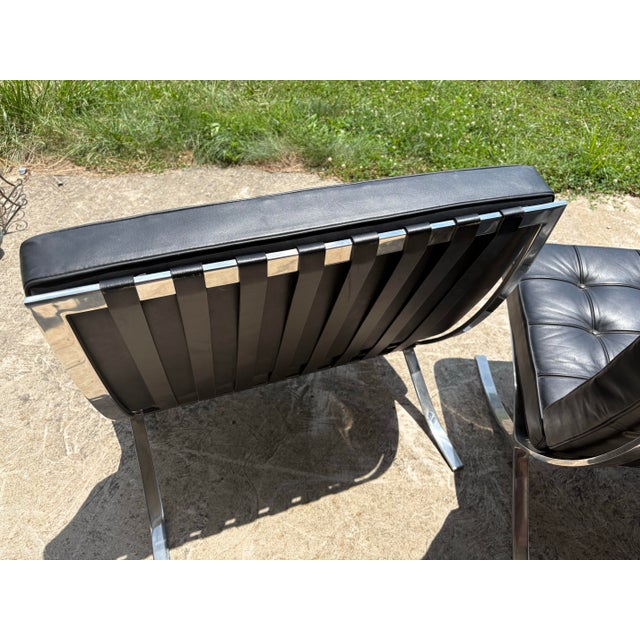 Animal Skin Barcelona Chairs / a Pair For Sale - Image 7 of 9