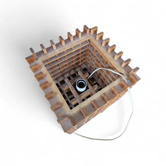 Mid-Century Modern Wood Cube Table Lamp, Italy, 1960s For Sale - Image 4 of 10