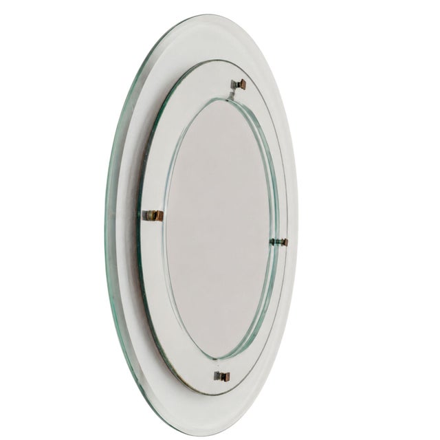 Metal Round Mirror in Murano Glass and Brass by Max Ingrand, 1960s For Sale - Image 7 of 7