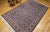 Late 20th Century Vintage Persian Tabriz Afshan Rug, Handwoven Allover Geometric Caucasian Kuba Pattern, Navy & Red, 7’ X 10' For Sale - Image 5 of 12
