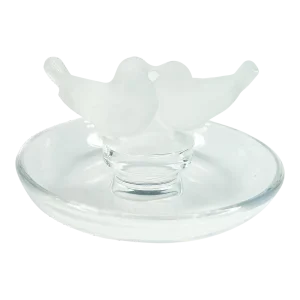 Lalique, 'Deux Colombes' Frosted Crystal Ring Holder - France, 20th Century