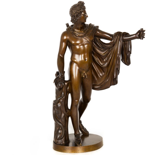GRAND TOUR MODEL OF THE PYTHIAN APOLLO BELVEDERE Probably Italian, possibly French, circa 1860 to 1890 Unmarked Patinated...