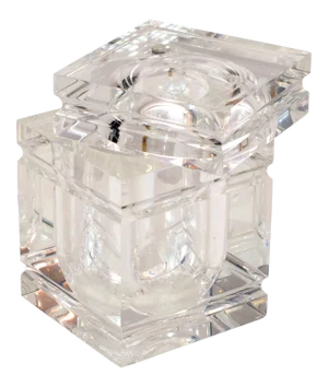 Mid-Century Modern Stacked Lucite Ice Bucket and Attached Swing Lid