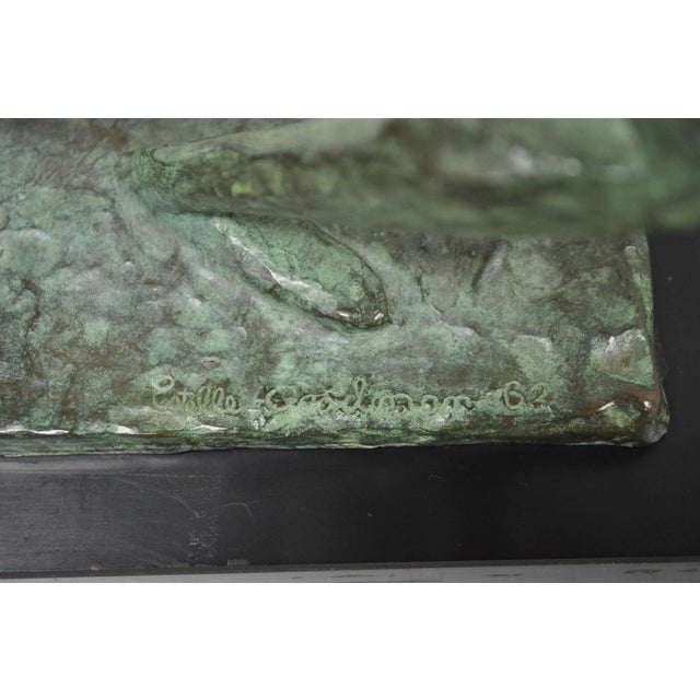 Mid 20th Century Estelle Goodman Brutalist Mid Century Modern Bronze Dancing Man Sculpture For Sale - Image 9 of 15