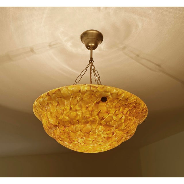 Art Deco Amber Glass Pendant Light, 1930s For Sale - Image 12 of 18