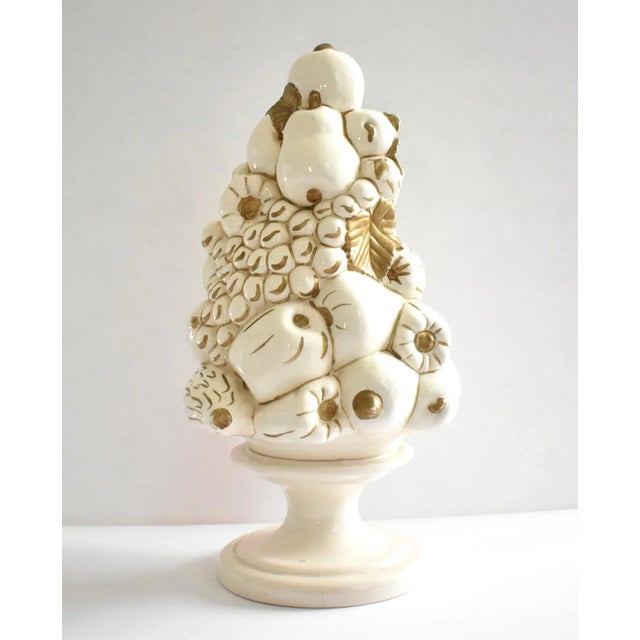 Mid 20th Century Mid-Century Italian Majolica White & Gold Topiary Centerpiece For Sale - Image 5 of 11