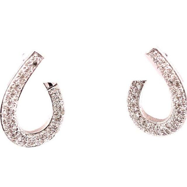 14 Karat White Gold Latch Back Earrings With .50 Total Diamond Weight For Sale - Image 4 of 12