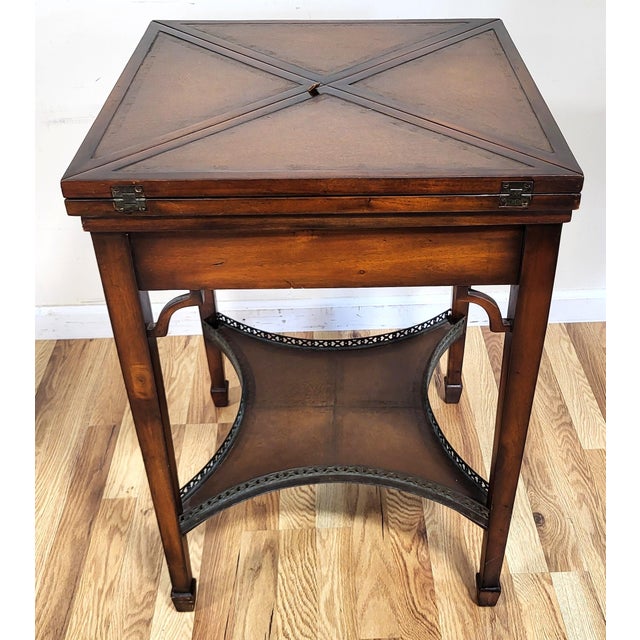 Late 20th Century Vintage 20th C English Style Handkerchief Folding Envelope Card Game Table by Theodore Alexander For Sale - Image 5 of 18