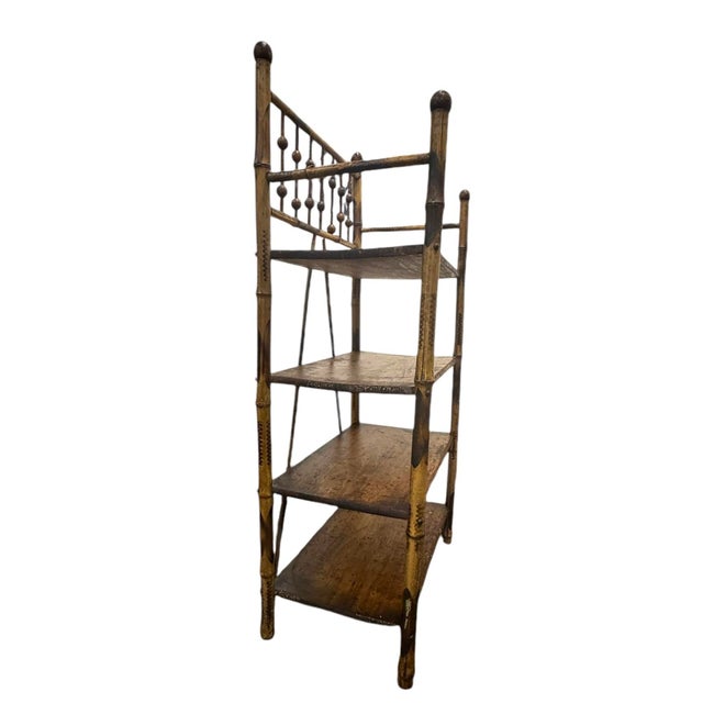 Antique Bamboo Form Etagere Four Shelf Bookcase Circa 1920s For Sale In New York - Image 6 of 8