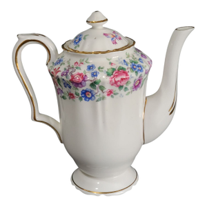 Vintage Royal Crown Staffordshire Fine Bone China Floral Springtime Coffee Pot