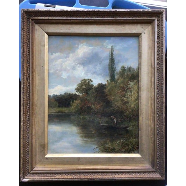 Late 19th Cent. “Boating on the Dee” Serene Oil on Board Painting by Robert Russell MacNee, Framed For Sale - Image 10 of 11