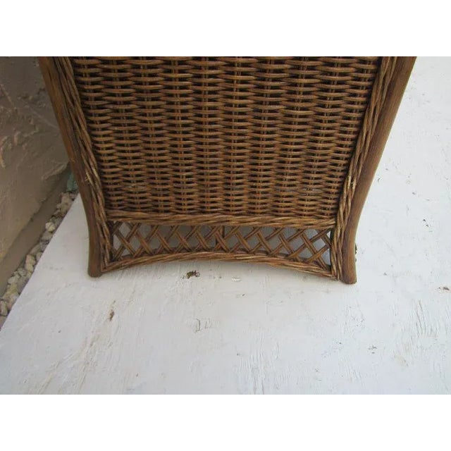 1980s Wicker Rattan Tommy Bahama Style Nightstand Two Drawer For Sale - Image 5 of 13