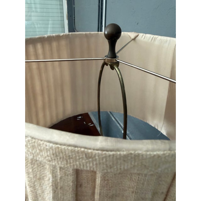Mid 20th Century Mid 20th Century Asian White Floral Embossed Lamp For Sale - Image 5 of 7