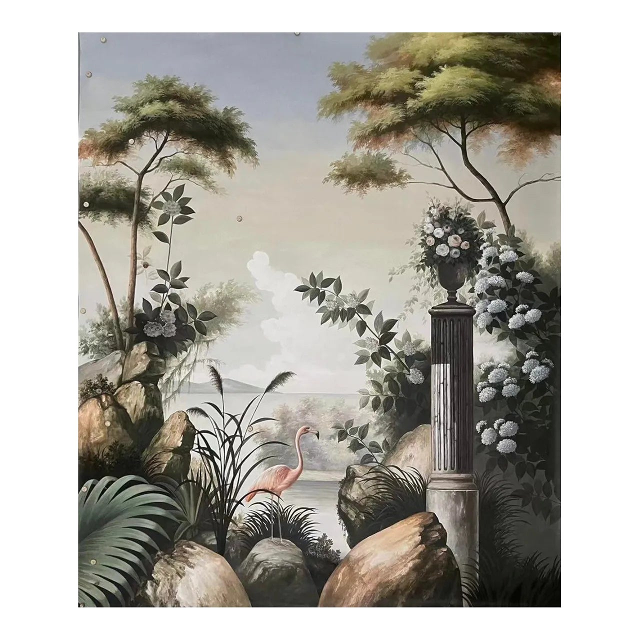 Panoramic Mural Wallpaper Hand Painted Panel - 3 Panels | Chairish