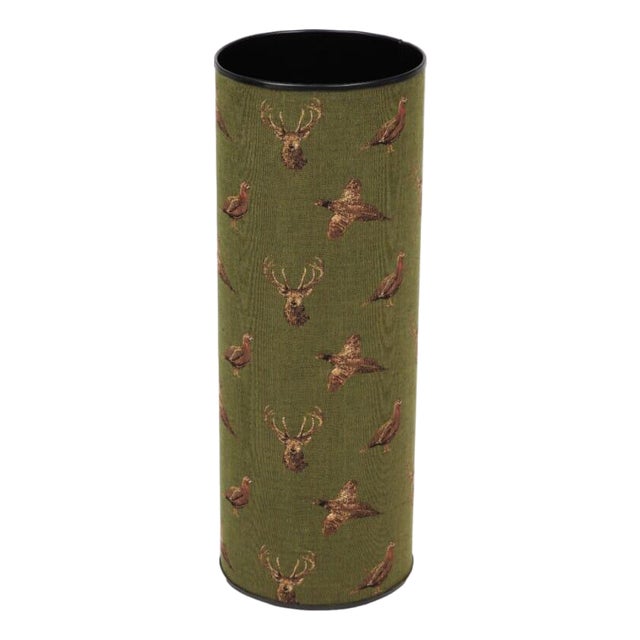 Highland Green Tapestry Umbrella Stand For Sale