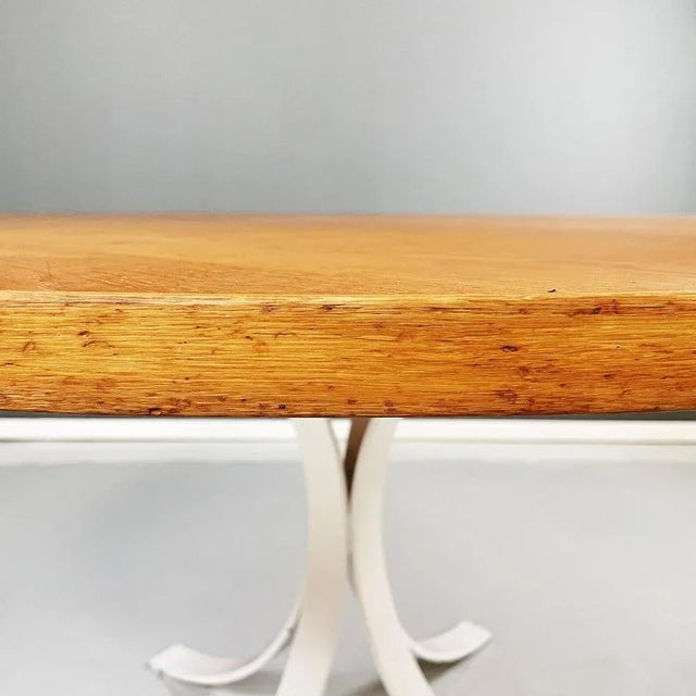Wood Italian Modern Round Dining Table in White Metal and Wood, 1970s For Sale - Image 7 of 13